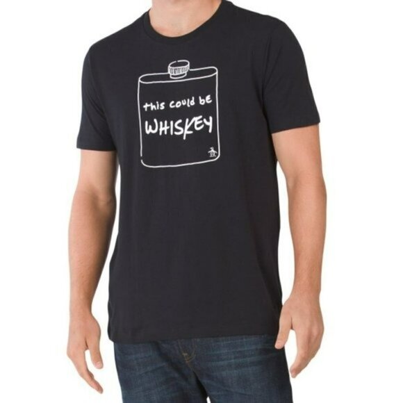 NWT ORIGINAL PENGUIN Whiskey Graphic Print Tee Cotton T-Shirt - Picture 1 of 3